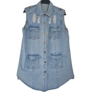 Denim Sleeveless Button Up Vest Sz XXL